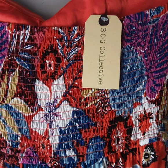 New! BOG Collective Strapless Floral Jumpsuit Romper, Cute Comfy Tropical Flowy - Picture 10 of 15